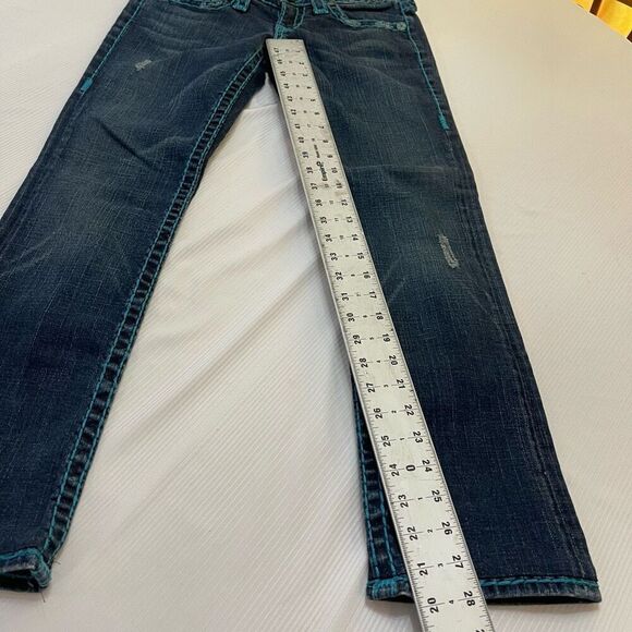 True Religion Joey Super T Denim Blue Stitch Jeans Size 26 Rare - Picture 6 of 11
